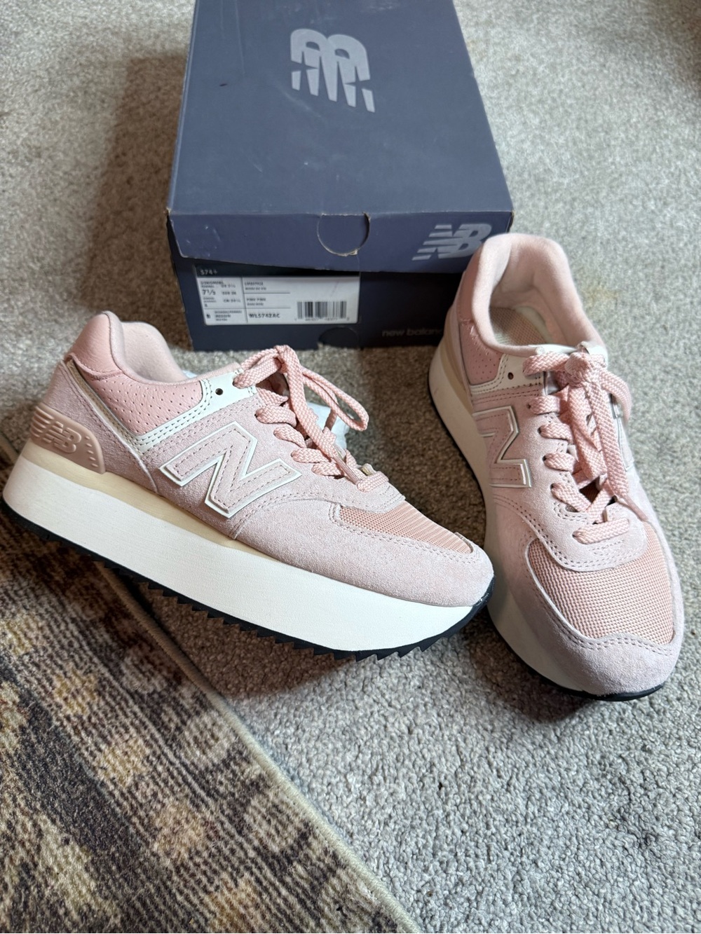 New Balance Women's Blush Pink Suede & Mesh Platform Sneakers